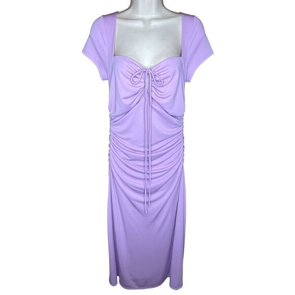 Cinq a Sept Janis Square Neck Pale Iris MIDI Dress NWT Size 12 - Picture 5 of 11